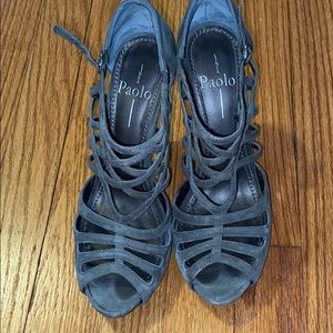 PAOLO GREY SUEDE STRAPPY HEEL